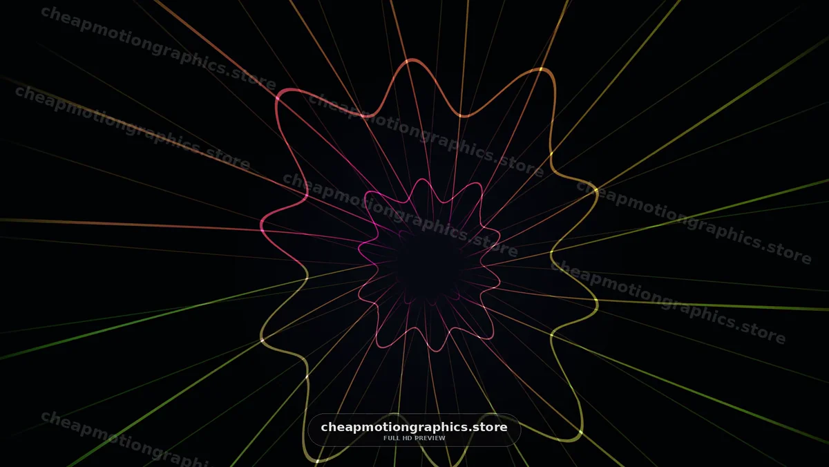Abstract Neon Radial Waveforms on Black