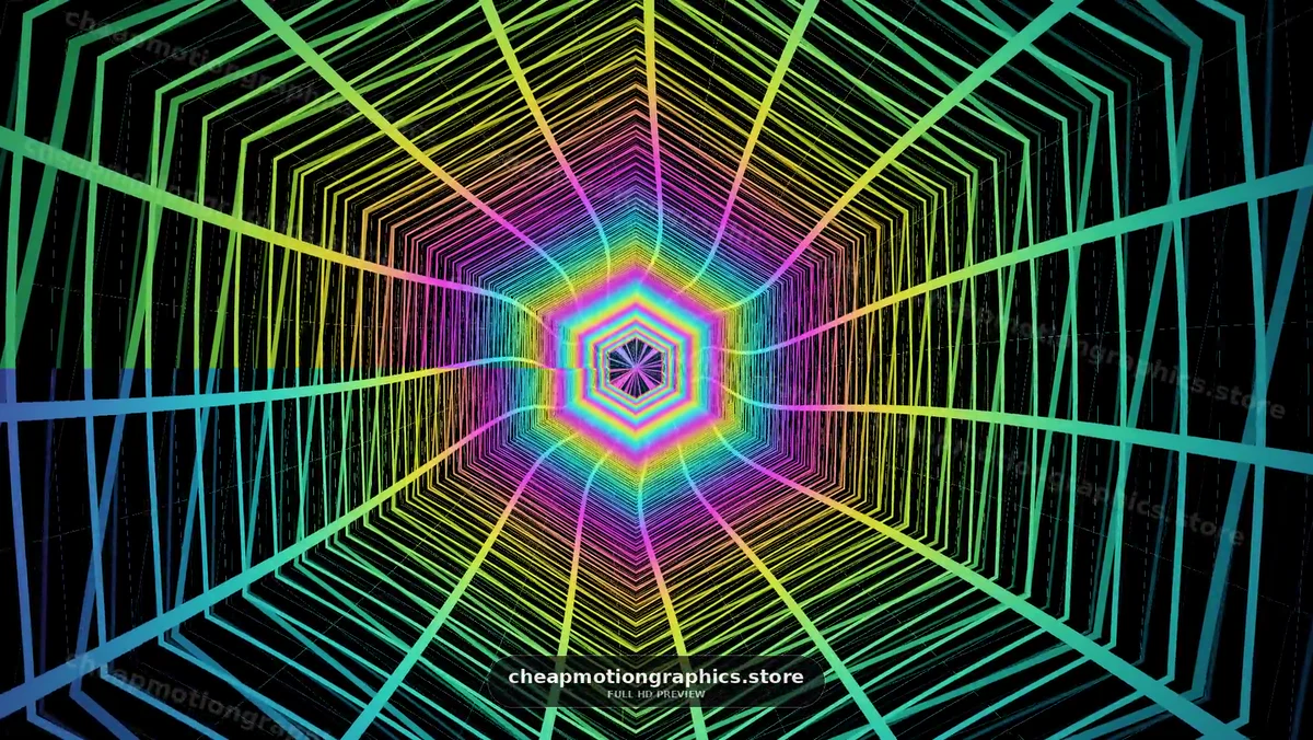 Vibrant Neon Hexagonal Tunnel