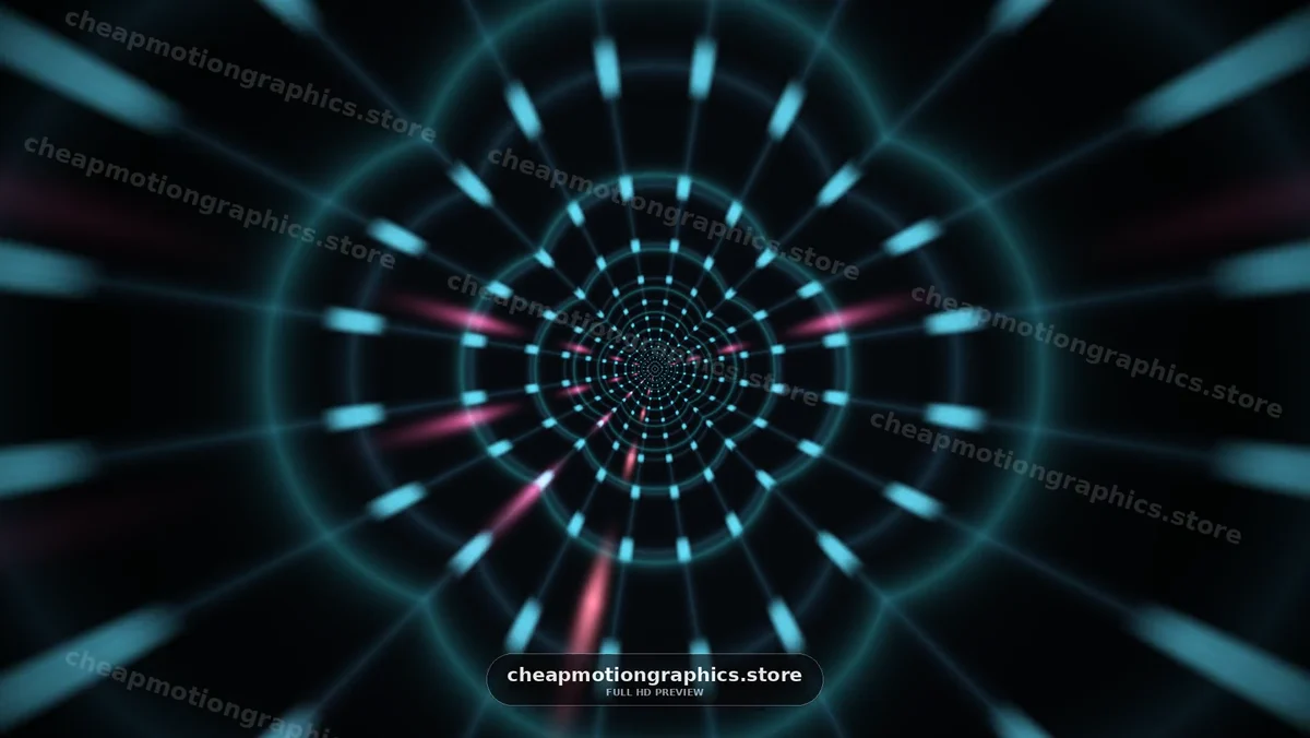 Neon Light Tunnel with Concentric Rings