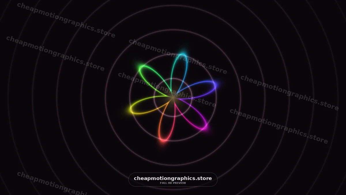 Colorful Neon Petal Pattern on Black