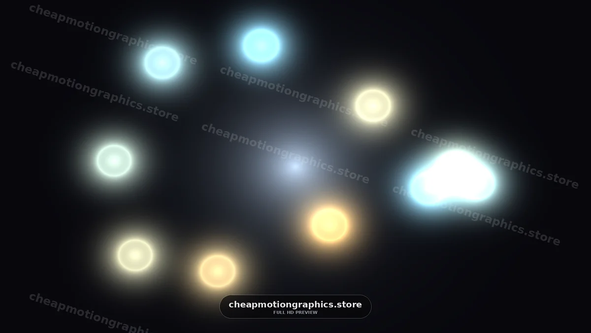 Glowing Multicolored Light Orbs in Darkness
