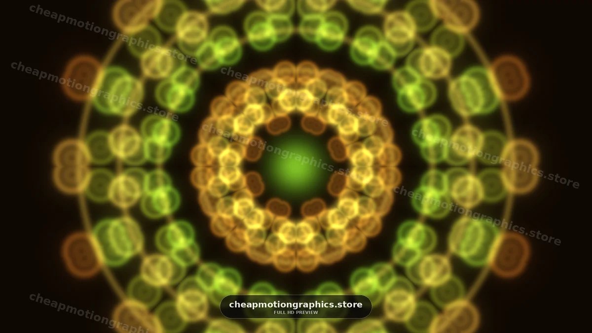 Glowing Green and Amber Kaleidoscopic Mandala