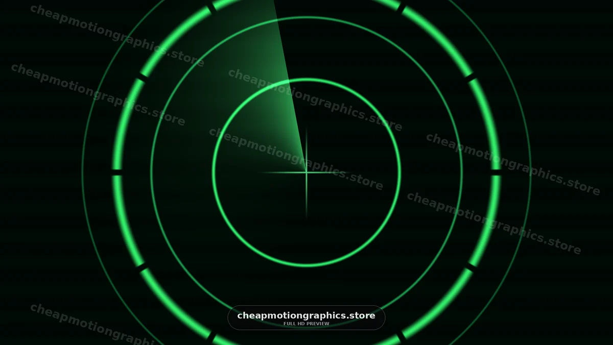Radar screen with moving lines in green color