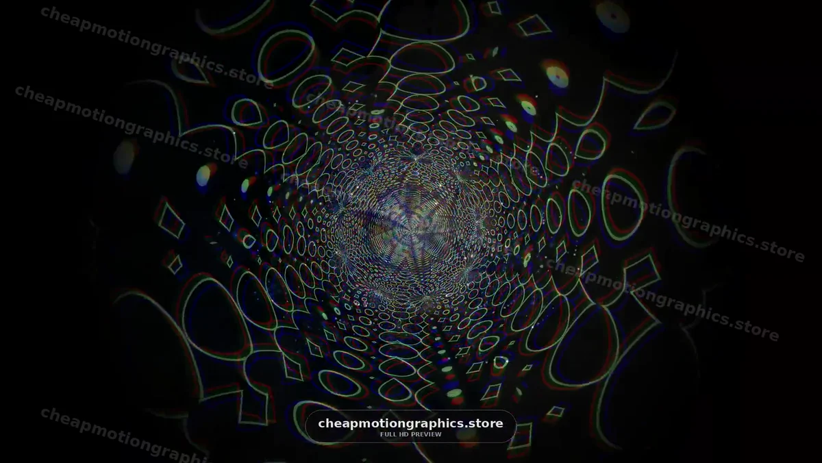 Colorful Geometric Tunnel on Black Background