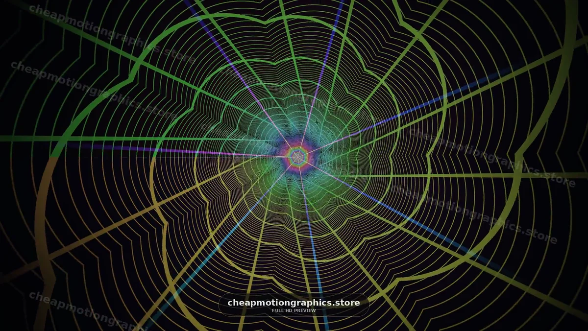 Colorful Radial Wireframe Tunnel