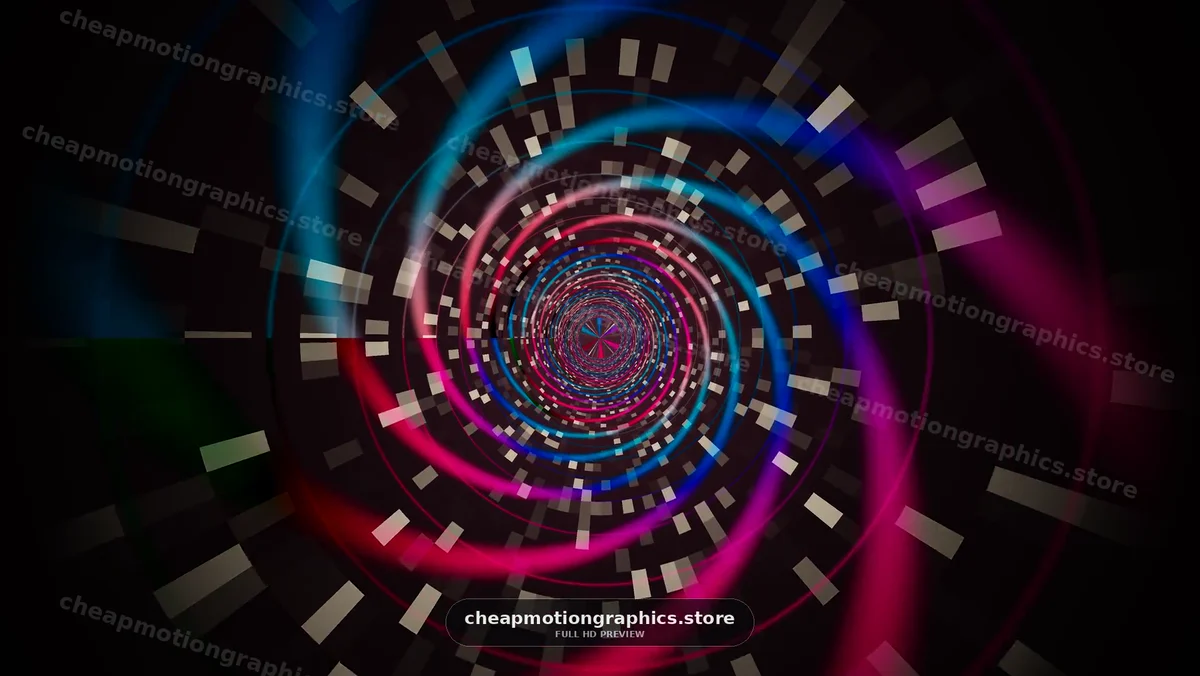 Colorful spiral motion design in dark background