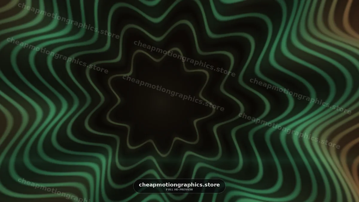 Abstract Green Wavy Lines on Dark Background