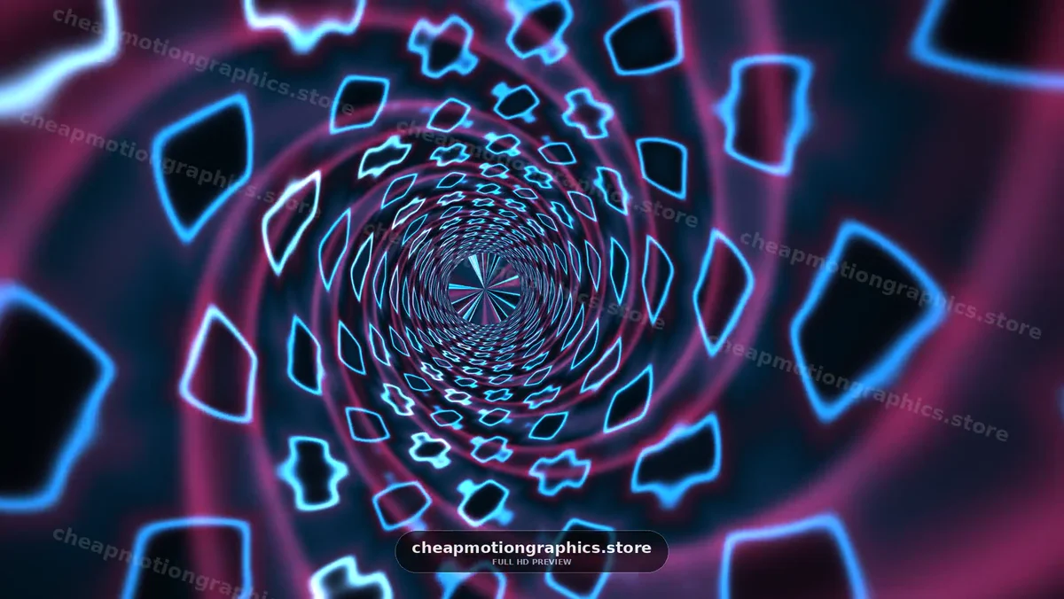 Colorful abstract tunnel with swirling patterns and light effects