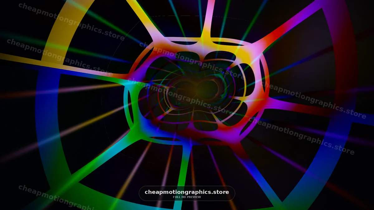 Colorful Abstract Tunnel of Geometric Light