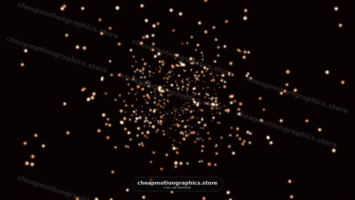 Sparkling particles swirling in dark space with glowing light