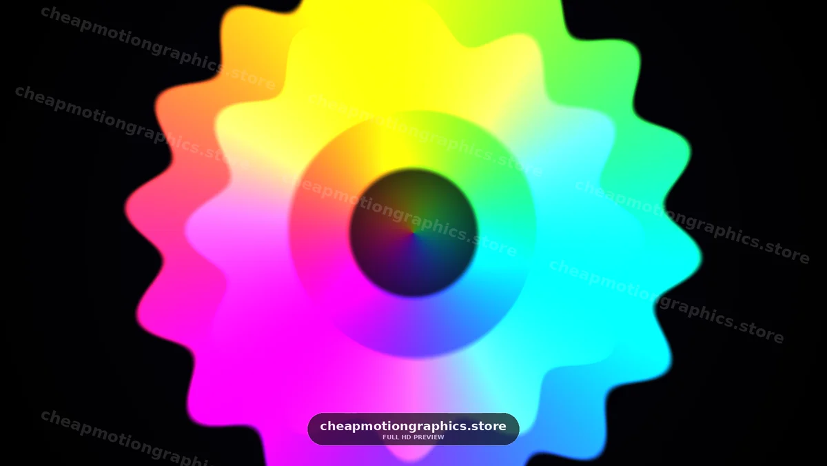 Colorful Abstract Wavy Ring on Black