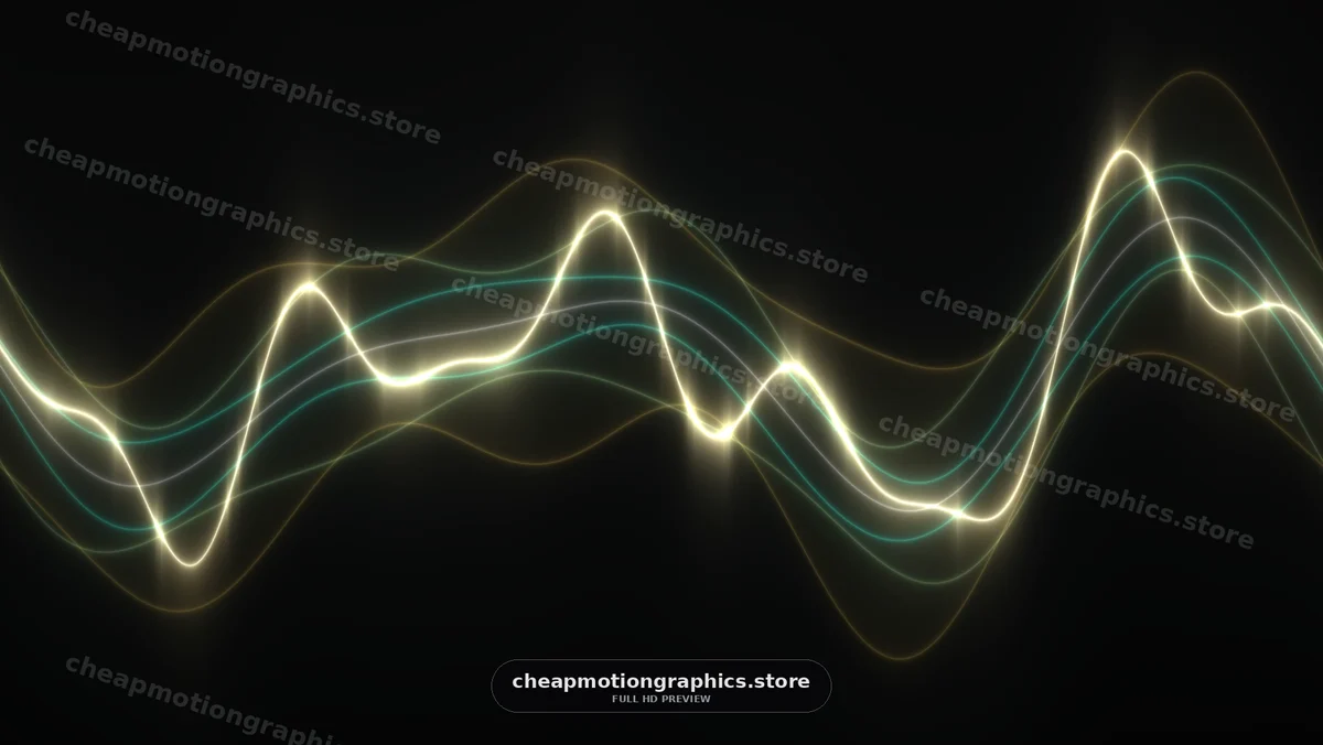 Glowing Abstract Waveforms on Black Background