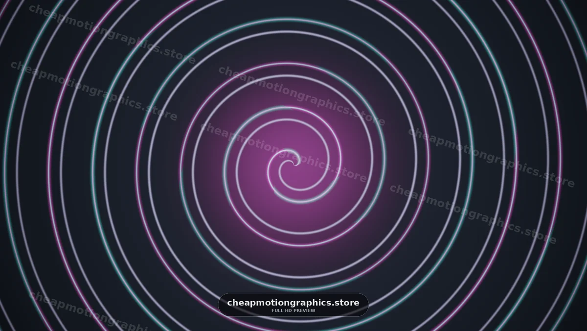 Neon Spiral Rings on Dark Background