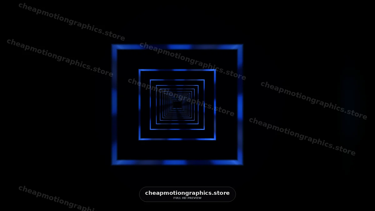 Light tunnel effect with blue rectangular shapes in motion