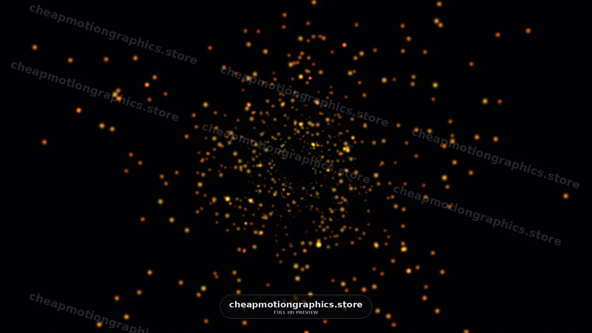 Sparkling particles moving in a swirling pattern in dark space
