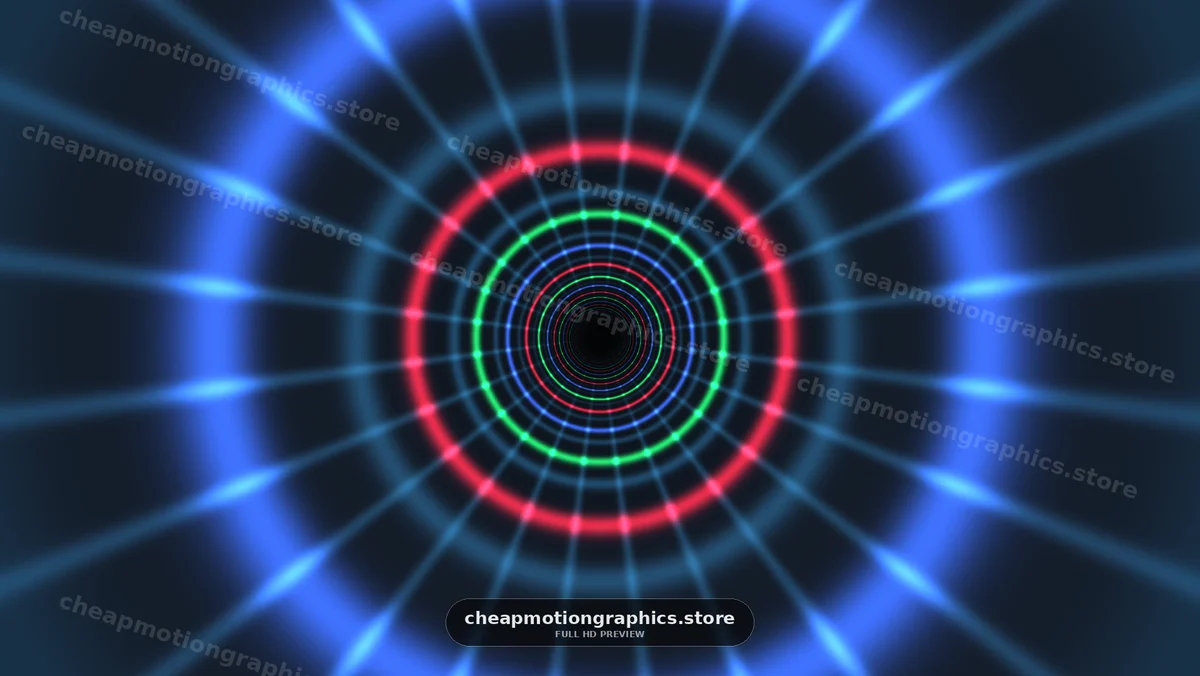 Glowing Neon Rings and Radial Grid