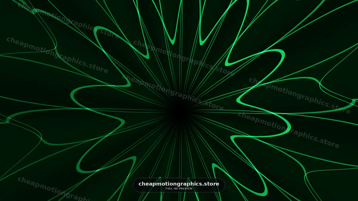 Green Radial Light Trails on Dark Background