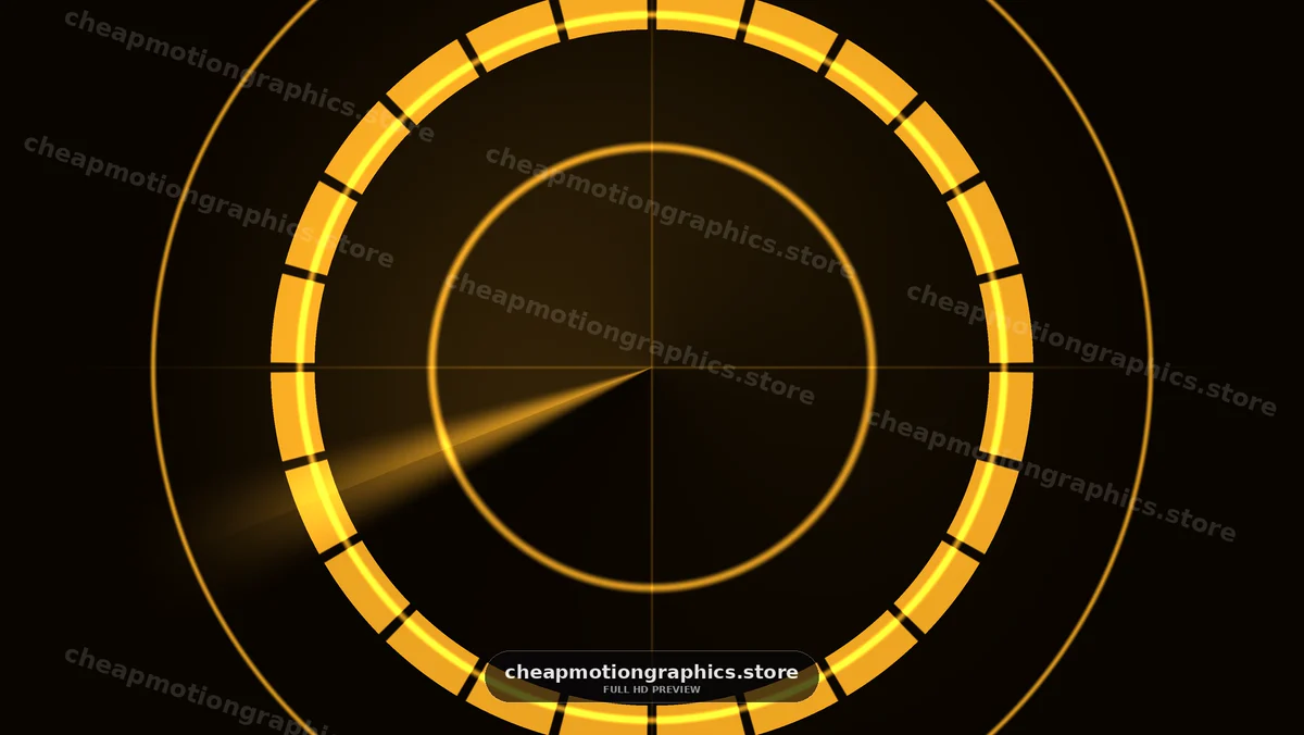 Circular motion graphic with glowing lines and rotating elements