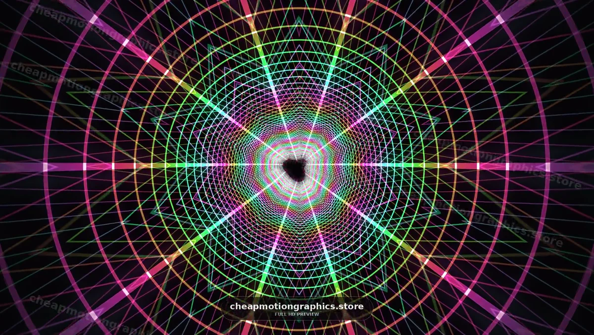 Geometric patterns with bright lines creating a visual vortex effect