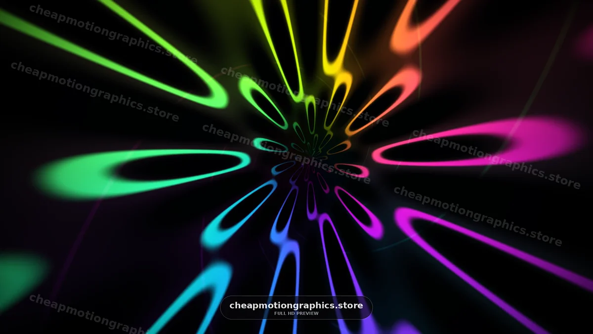 Colorful Neon Light Trails on Black