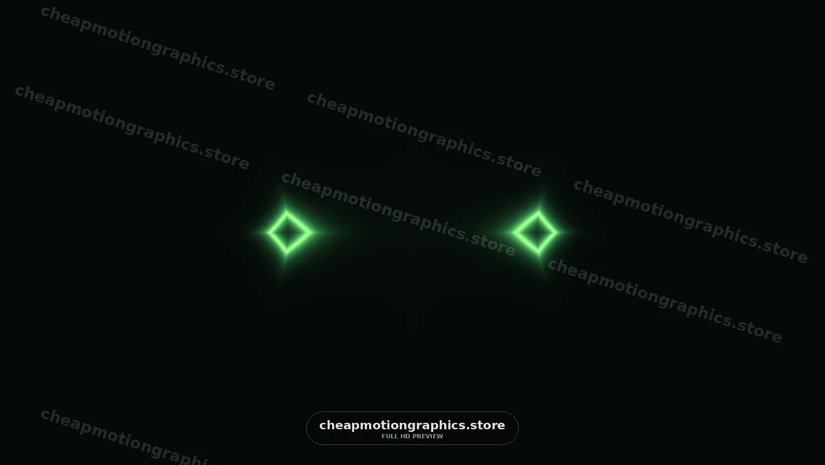 Green light shapes moving on a black background