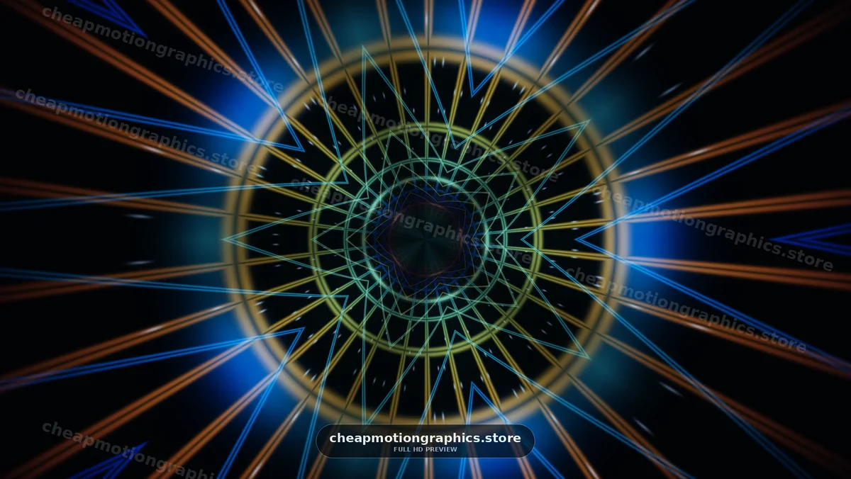 Radiant Geometric Mandala with Colorful Light Rays