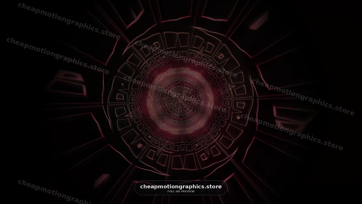 Dark Red Geometric Tunnel Animation