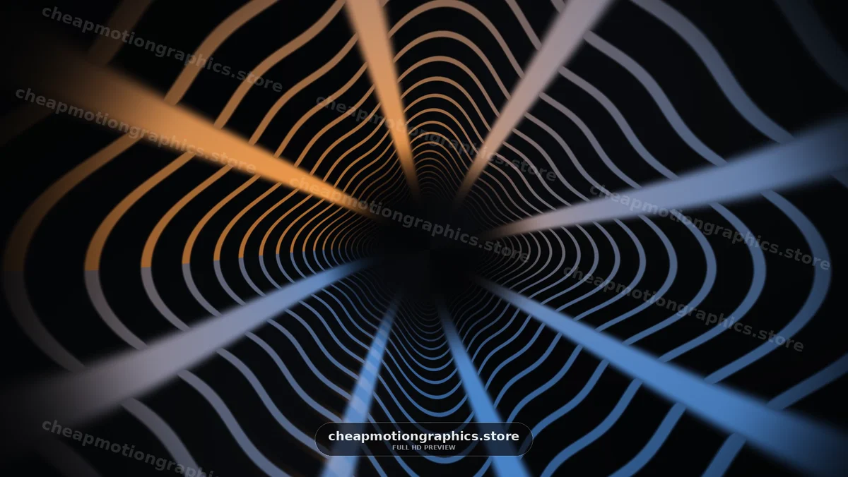 Exploring an abstract tunnel with flowing lines and contrasting colors