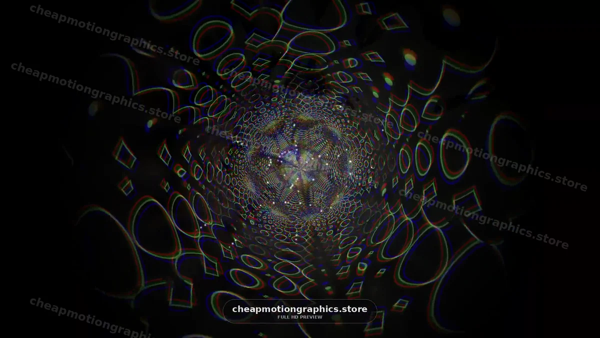 Colorful Geometric Tunnel on Black