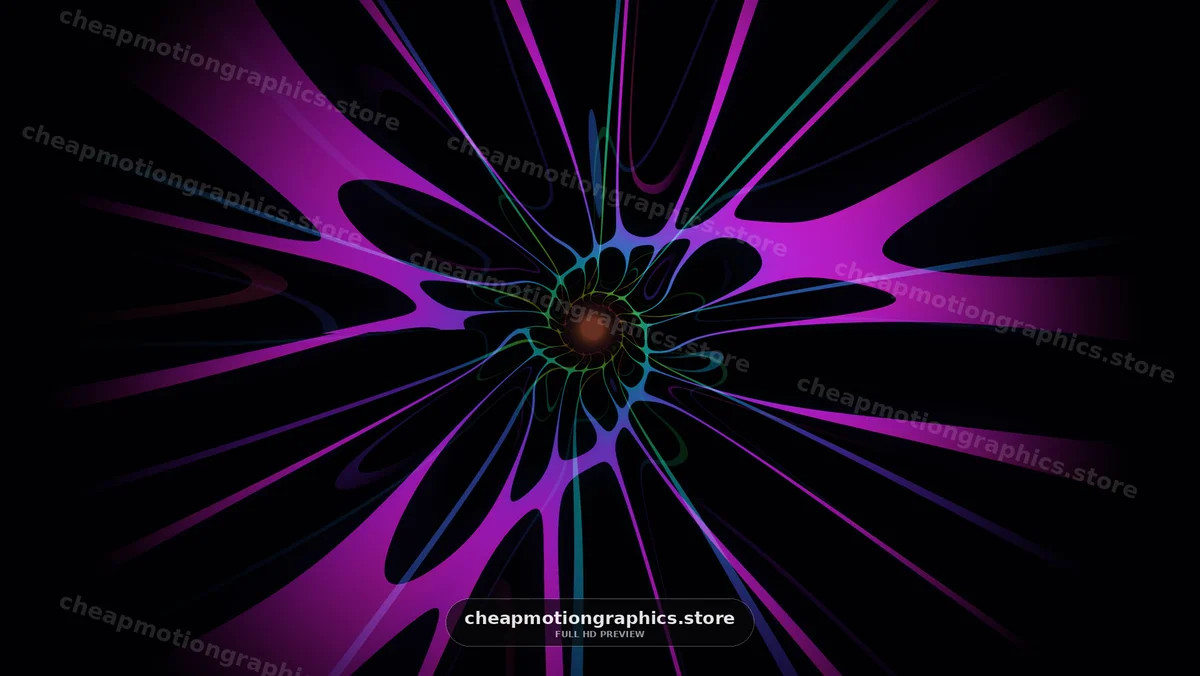 Colorful spiral pattern with abstract shapes on dark background