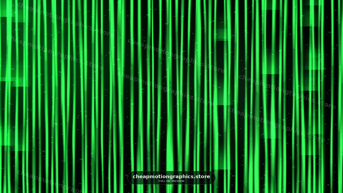 Green vertical lines with light effects in a digital style