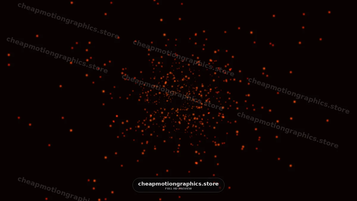 Glowing Orange Particles Expanding in Darkness