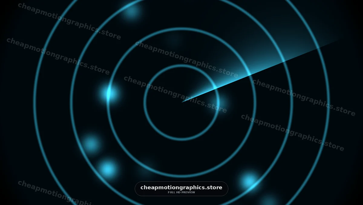Radiating blue circles with light spots against a dark background