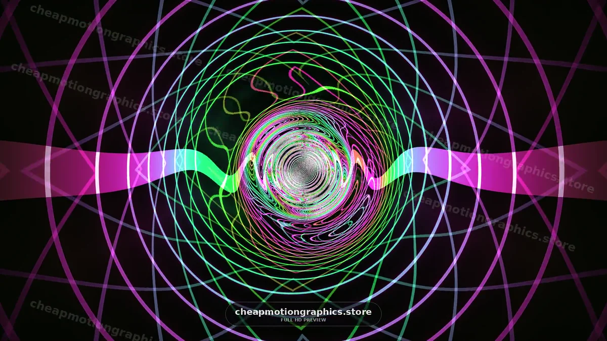 Neon Abstract Tunnel with Colorful Geometric Waves