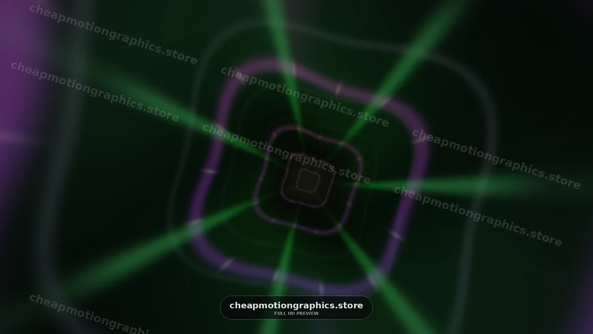 Abstract Neon Tunnel with Green Light Rays