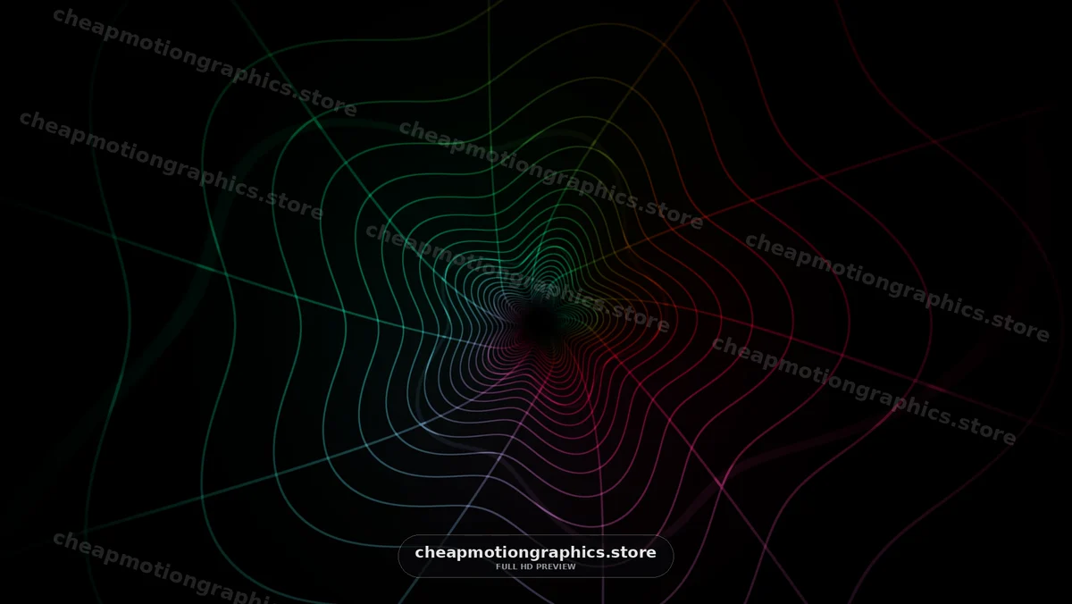 Colorful lines create a tunnel effect in a dark space