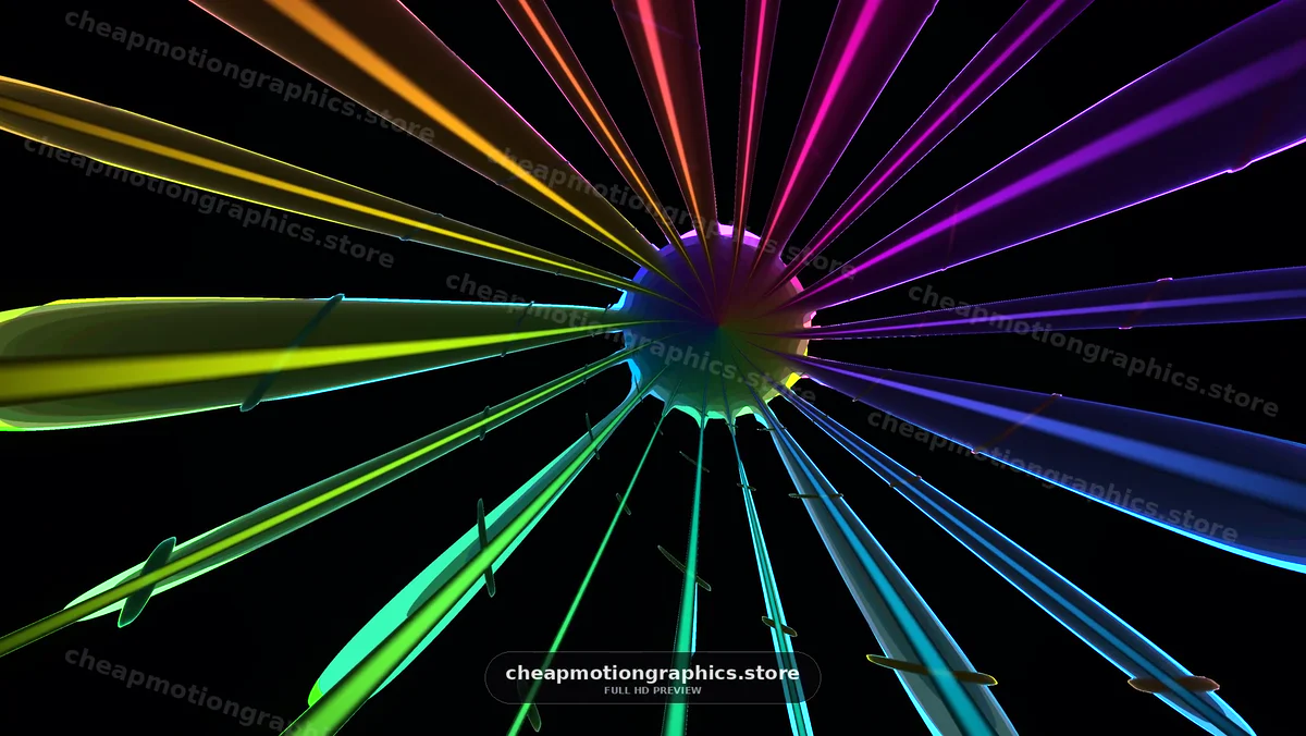 Colorful lines create a vibrant tunnel effect in 3D space