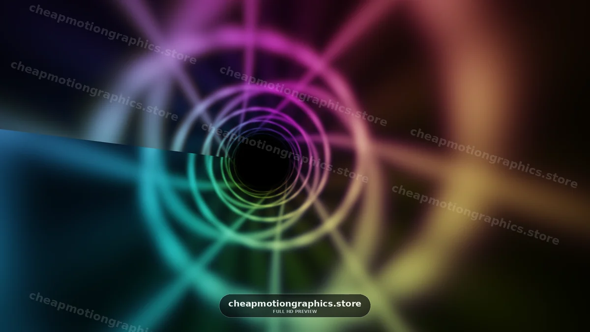 Colorful Abstract Tunnel of Glowing Rings