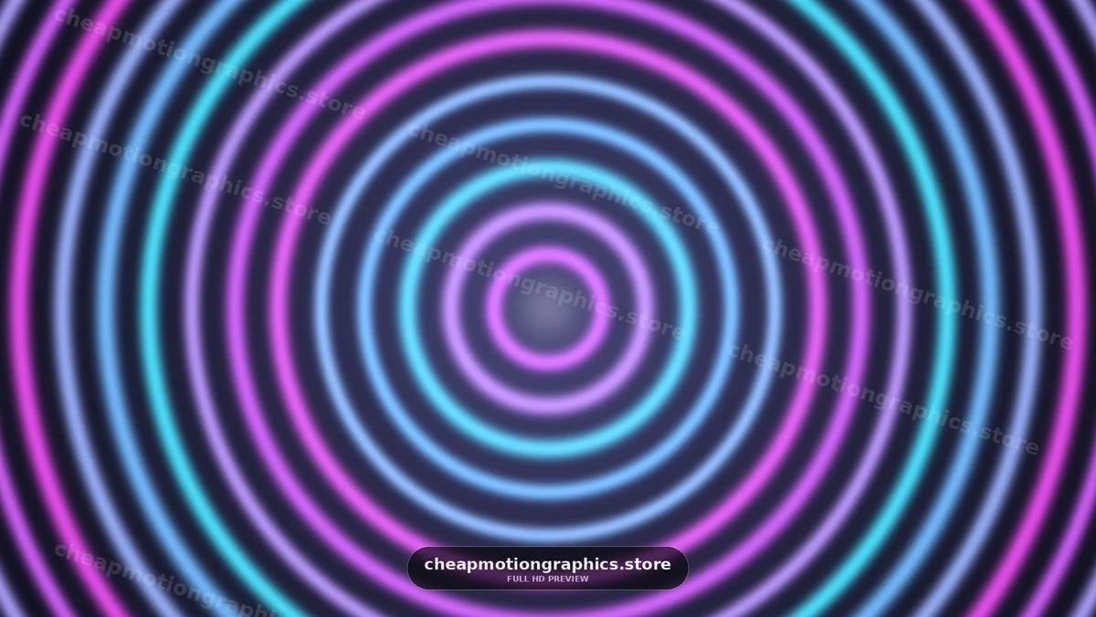 Colorful light patterns in concentric circles on a dark background