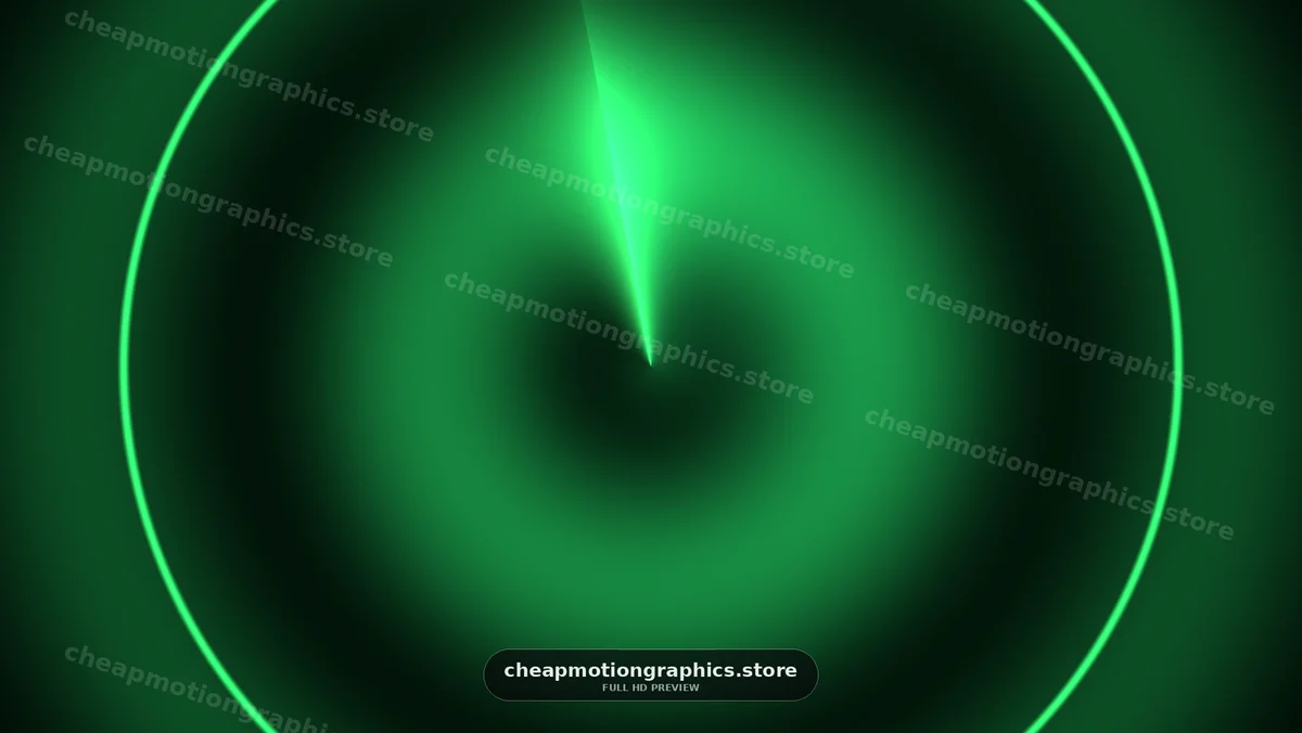 Green light beam with circular pattern on dark background