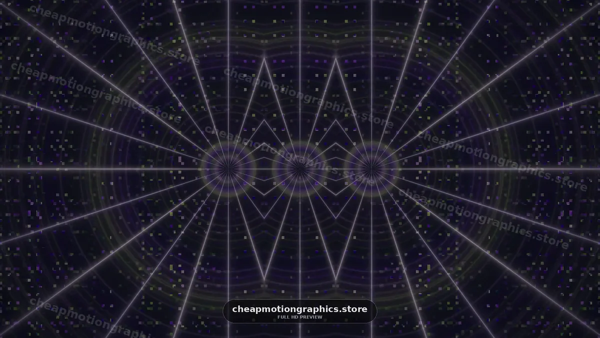Glowing Purple Digital Tunnel with Floating Pixels