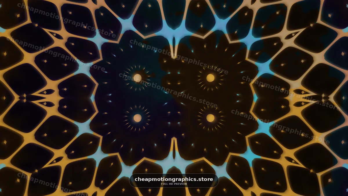Symmetrical Golden and Blue Kaleidoscope Pattern