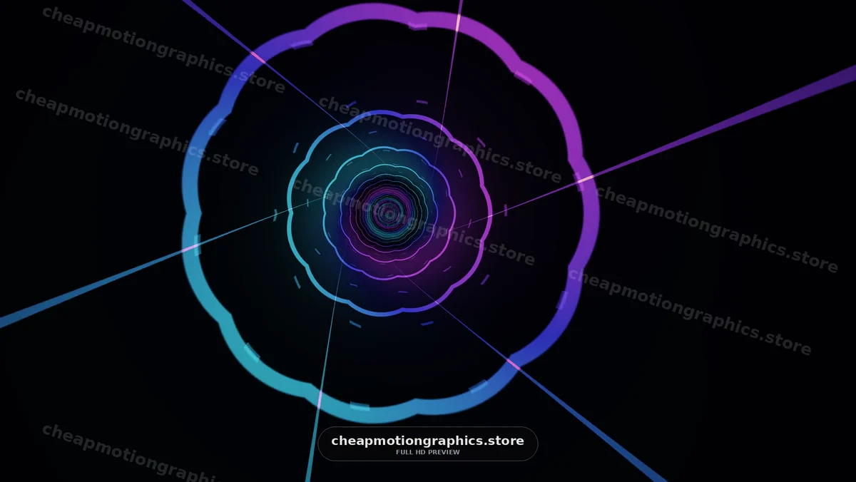 Neon Concentric Rings in Abstract Digital Space