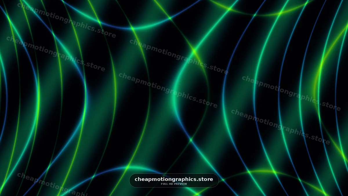 Neon Green and Blue Light Waves on Black
