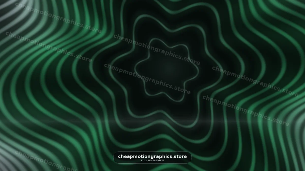 Abstract green wave pattern in motion on dark background