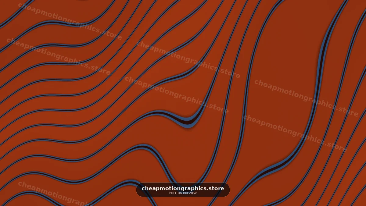 Abstract Blue Wavy Lines on Rust Background