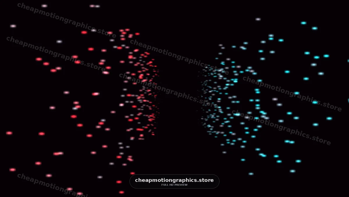 Colorful light particles moving in a dark space