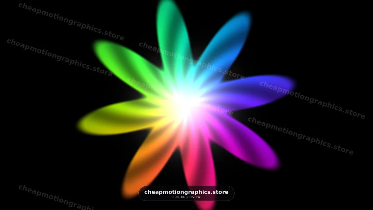 Glowing Multicolor Abstract Flower on Black