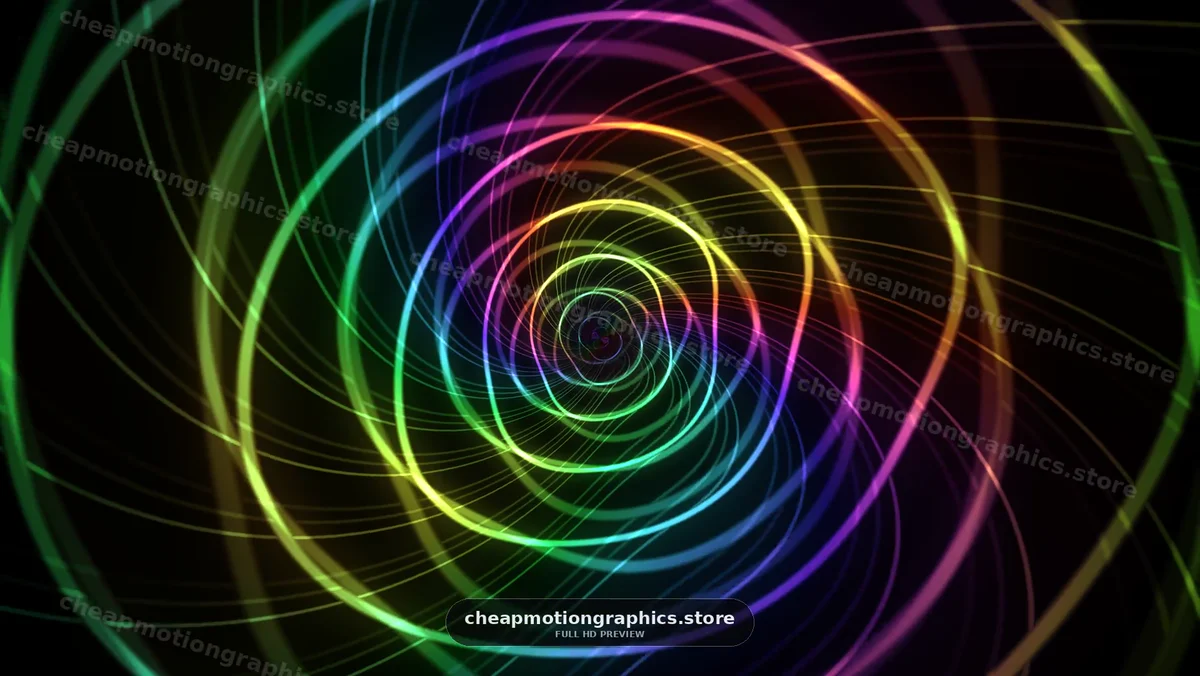 Colorful spiral pattern with bright lines on dark background