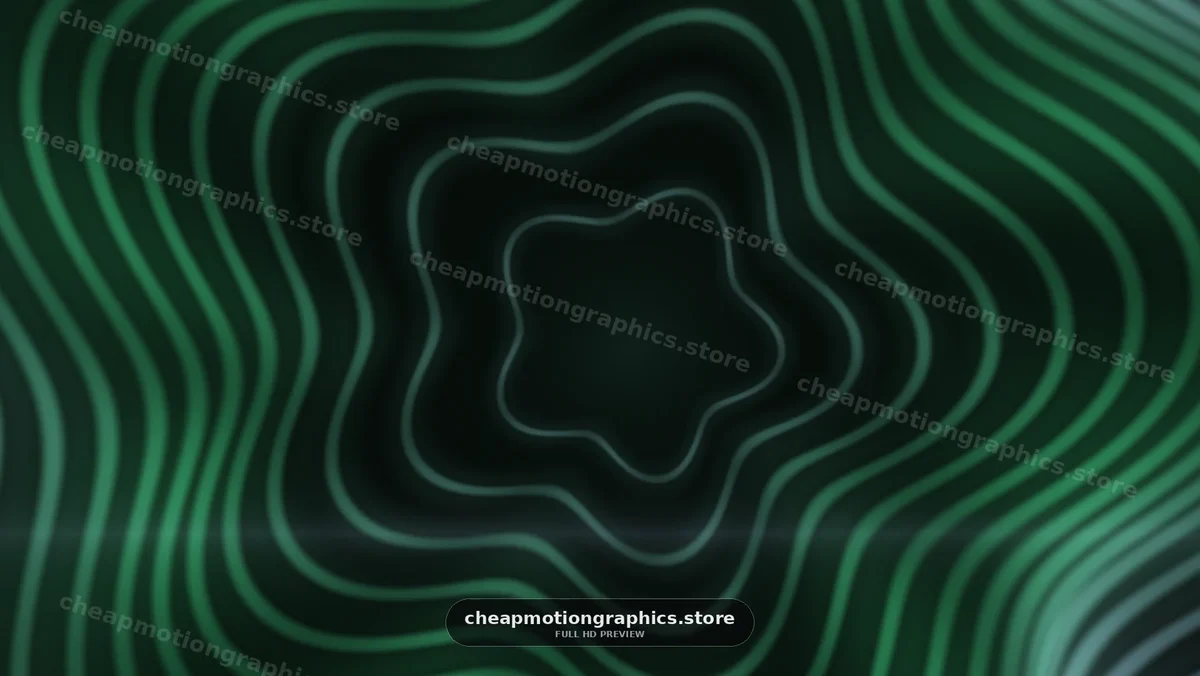 Abstract Green Contour Lines on Dark Background
